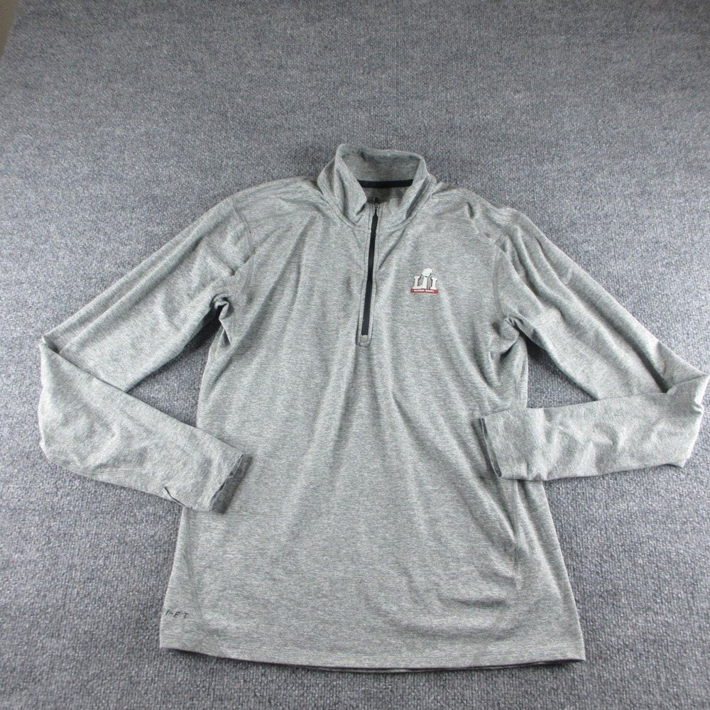 NFL Shirt Womens Medium Gray NFL Football Nike Dri-FIT Super Bowl LI Quarter Zip